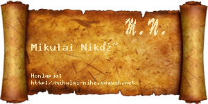 Mikulai Niké névjegykártya